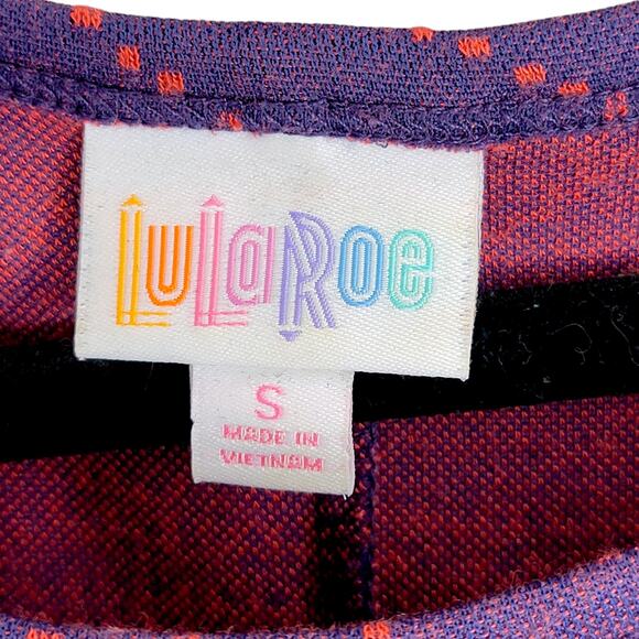 LuLaRoe Carly Small Jacquard Purple Pink Geometric High Low A-Line Swing Dress - Picture 3 of 9